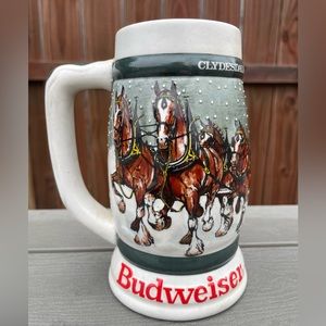 VTG  1982 Budweiser 50th Anniversary Clydesdales Holiday Beer Stein Mug
